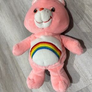 2003 Care Bears Cheer Bear Plush Pink Rainbow Belly Play Along Toy
